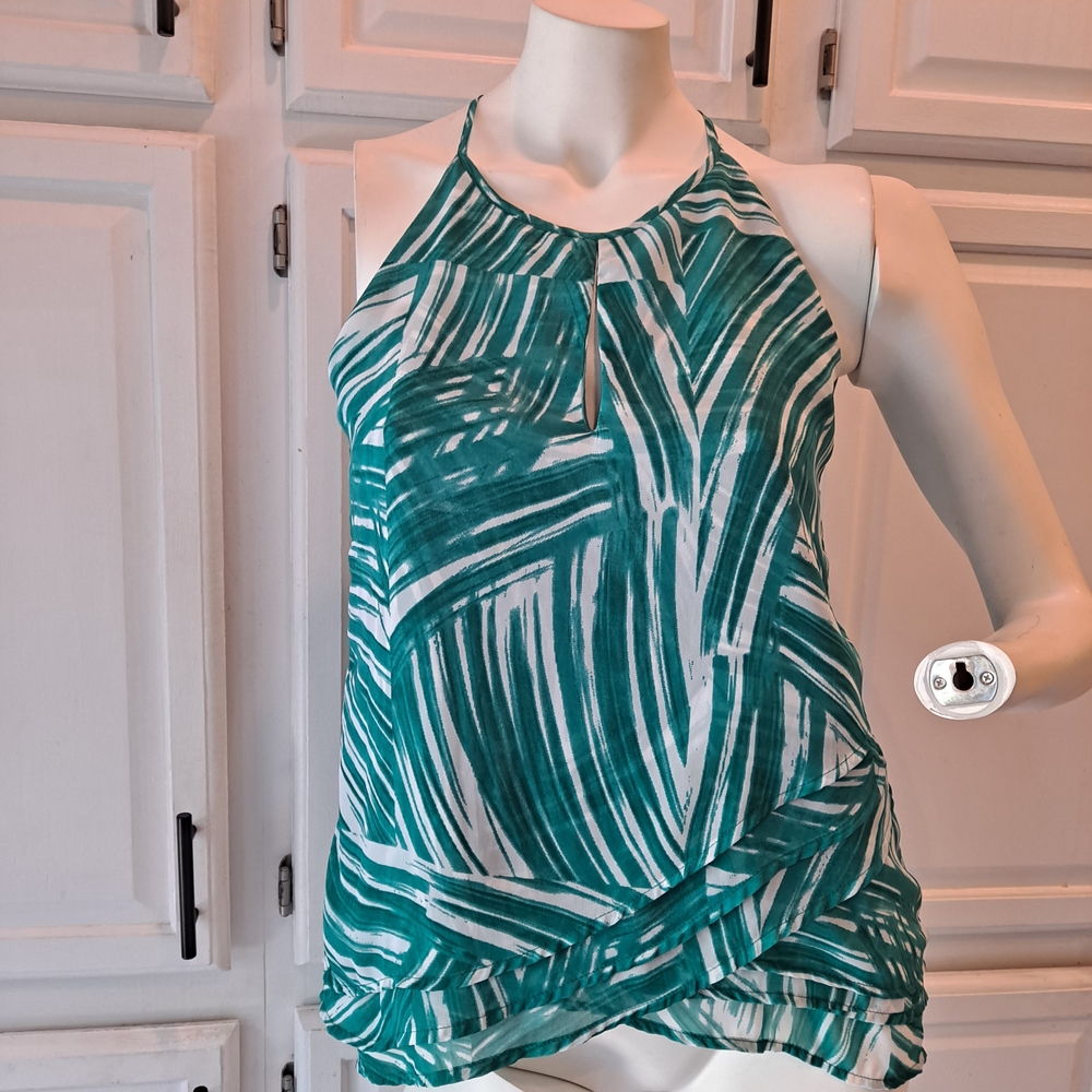 Banana Republic Green and White Halter Tank Top